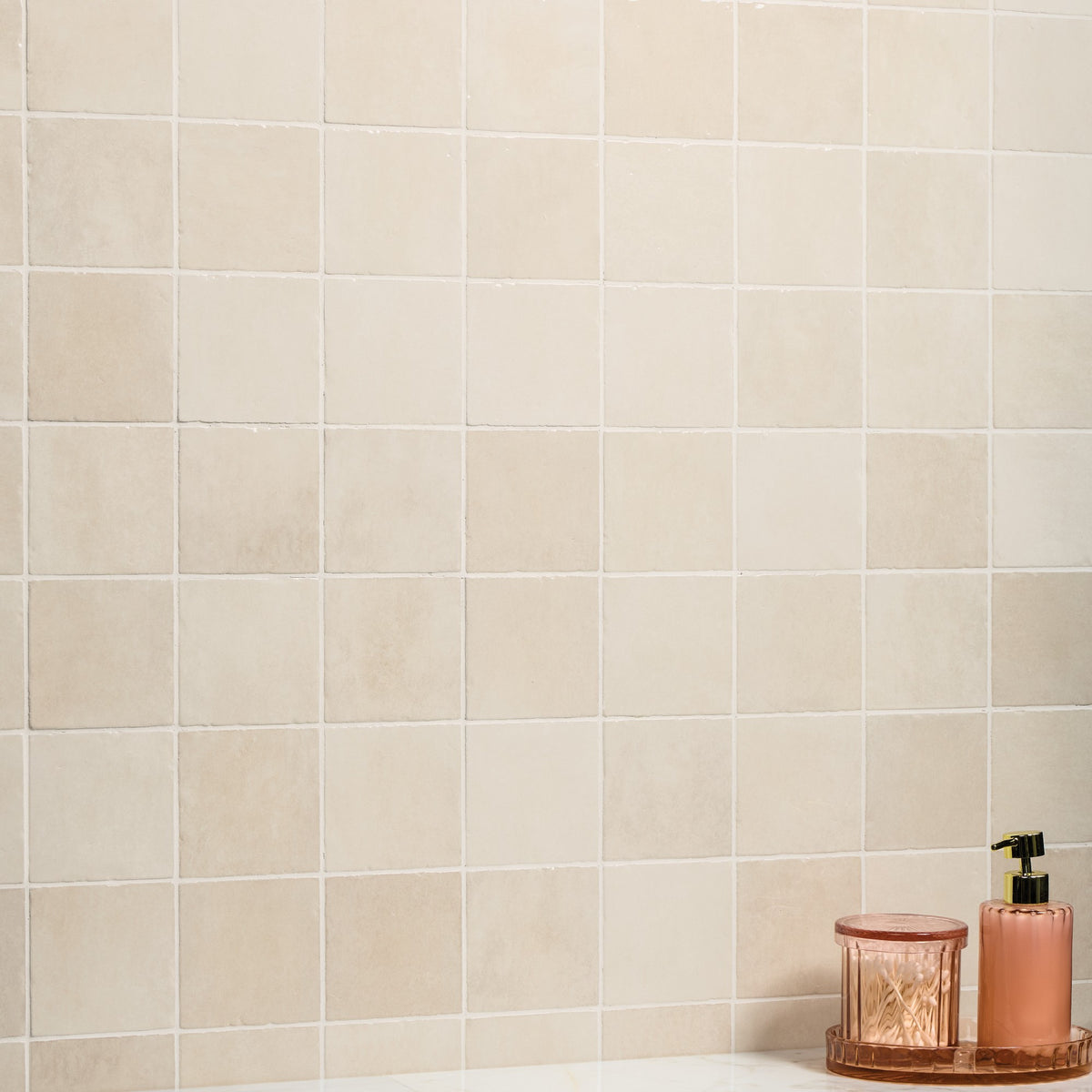 American Olean Studio Haven Almond Square 4x4 Handcrafted Glossy Wall Tile