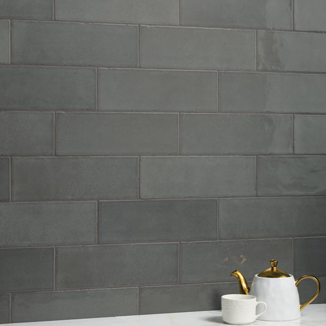 American Olean Studio Haven Fog Rectangle 4x12 Handcrafted Glossy Wall Tile