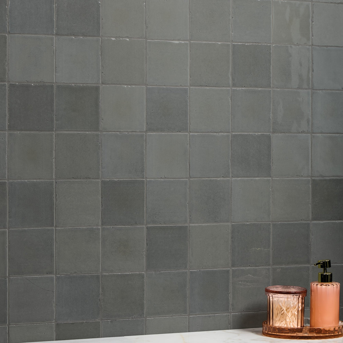 American Olean Studio Haven Fog Square 4x4 Handcrafted Glossy Wall Tile