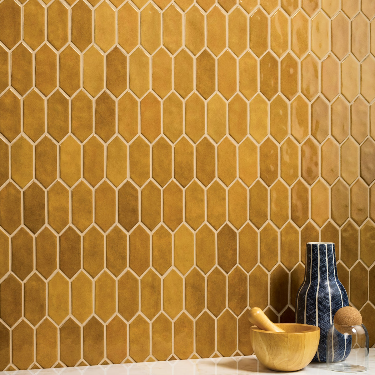 American Olean Studio Haven Honey Picket 2x5 Glossy Mosaic Tile