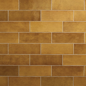 American Olean Studio Haven Honey Rectangle 4x12 Handcrafted Glossy Wall Tile