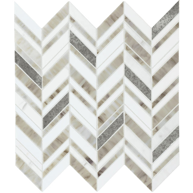 American Olean Stone Theory Geo Chevron 3 Matte Mosaic Tile