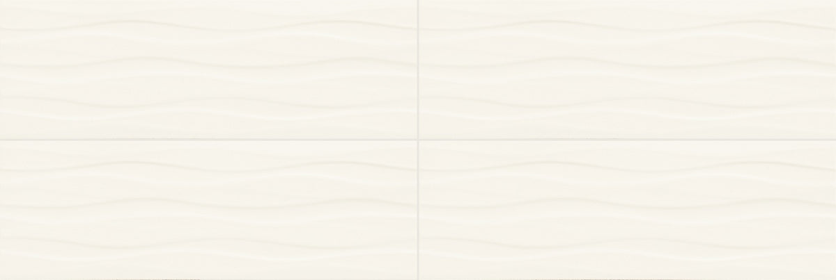 American Olean Visual Impressions White Rectangle 8x24 Wave Matte Wall Tile
