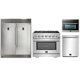 Forno 4-Piece Pro Appliance Package - 36-Inch Gas Range, 56-Inch Pro-Style Refrigerator, Microwave Oven, & 3-Rack Dishwasher in Stainless Steel