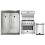 Forno 4-Piece Pro Appliance Package - 36-Inch Gas Range, Wall Mount Hood with Backsplash, 56-Inch Pro-Style Refrigerator, and Dishwasher in Stainless Steel