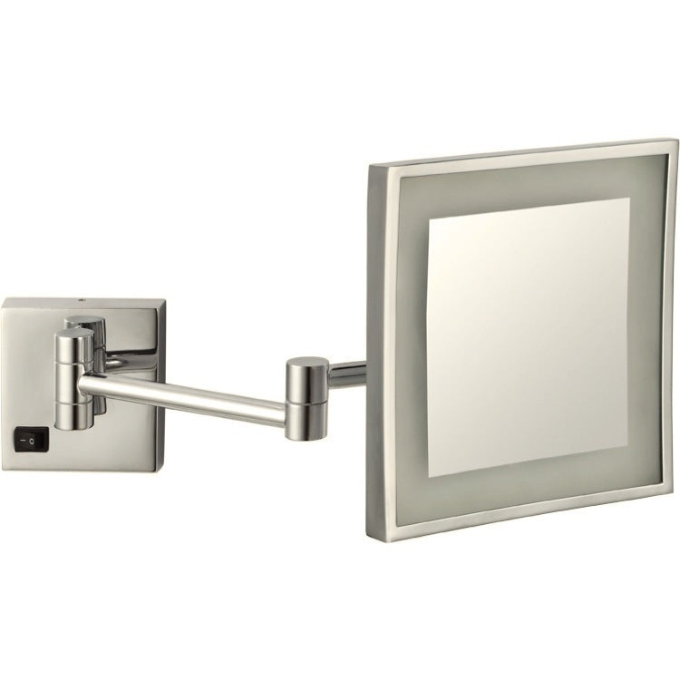 Wall Mounted Makeup Mirror, Lighted, 3x, Satin Nickel