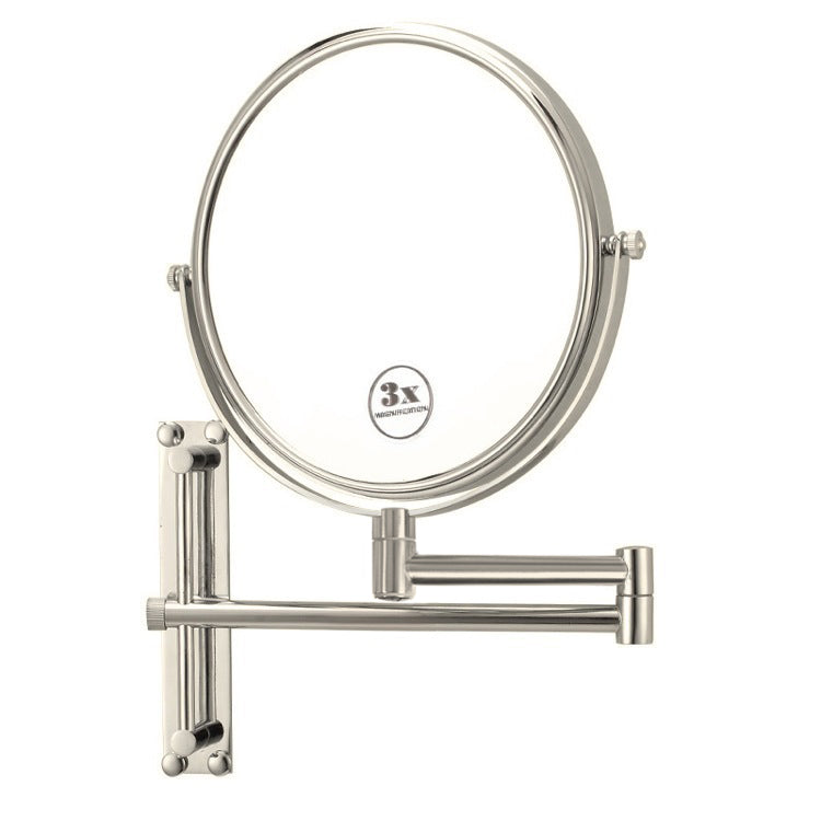Wall Mounted Makeup Mirror, 3x, Satin Nickel