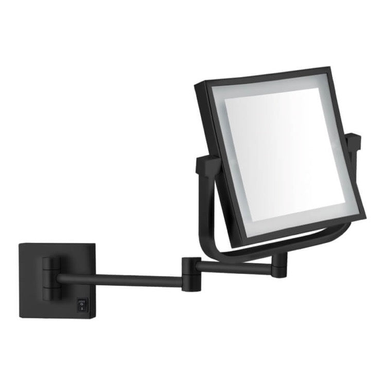 Black Makeup Mirror, Wall Mounted, Lighted, 5x
