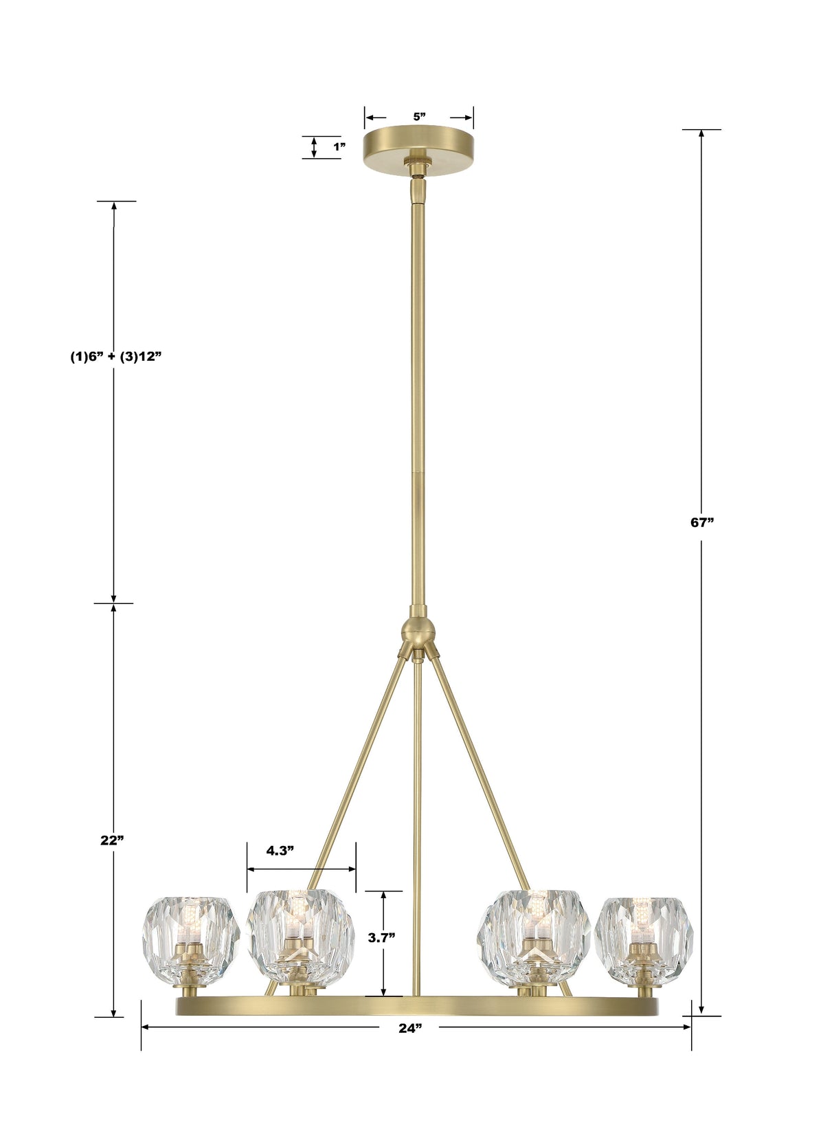 Aragon 6 Light Soft Brass Chandelier ARA-10264-SB