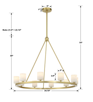 Aragon 10 Light Soft Brass Chandelier ARA-10265-SB
