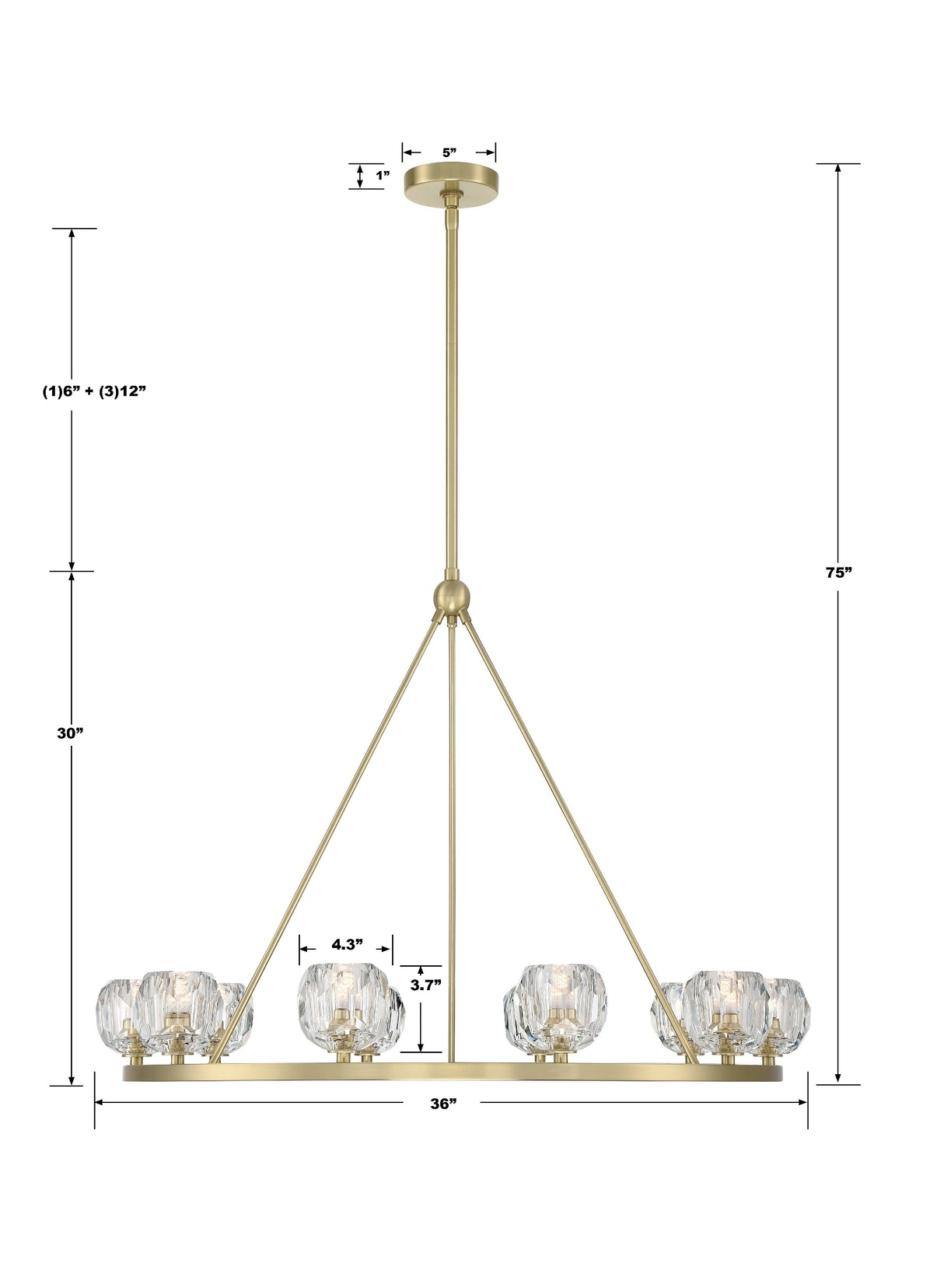 Aragon 10 Light Soft Brass Chandelier ARA-10265-SB