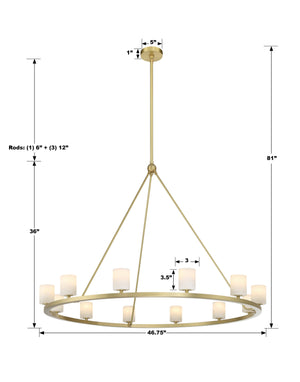 Aragon 12 Light Soft Brass Chandelier ARA-10266-SB