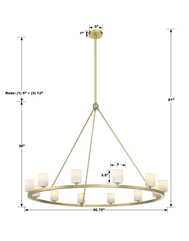 Aragon 12 Light Soft Brass Chandelier ARA-10266-SB