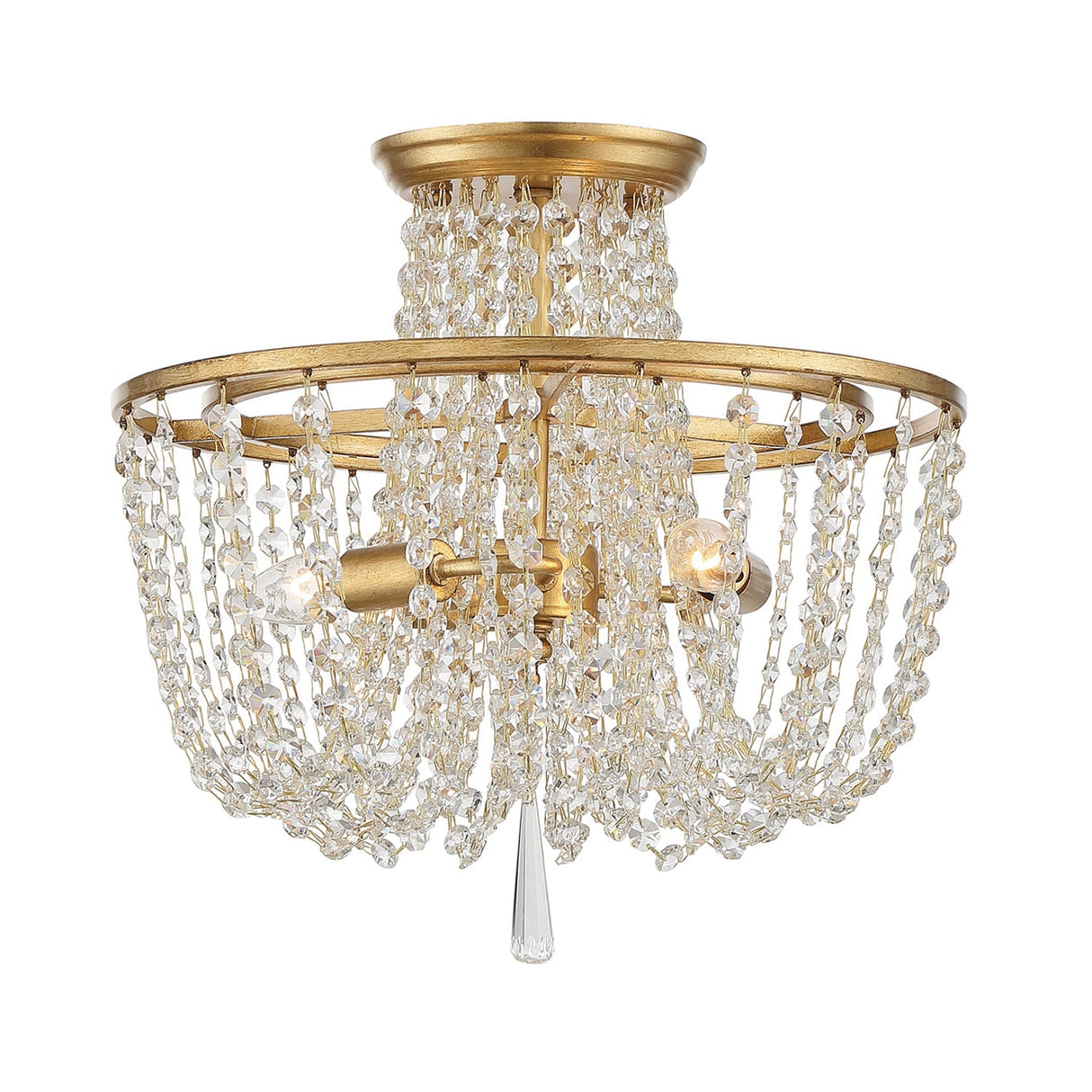 Arcadia 3 Light Antique Gold Semi Flush Mount ARC-1900-GA-CL-MWP