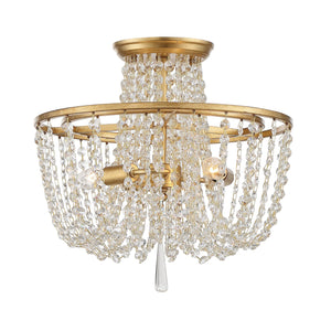 Arcadia 3 Light Antique Gold Semi Flush Mount ARC-1900-GA-CL-MWP