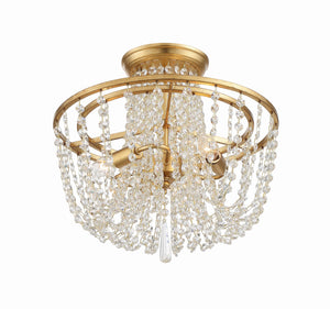 Arcadia 3 Light Antique Gold Semi Flush Mount ARC-1900-GA-CL-MWP