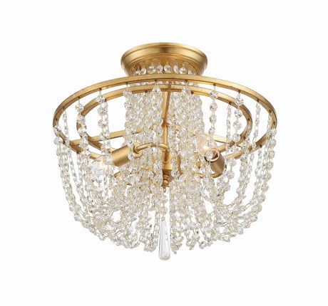 Arcadia 3 Light Antique Gold Semi Flush Mount ARC-1900-GA-CL-MWP