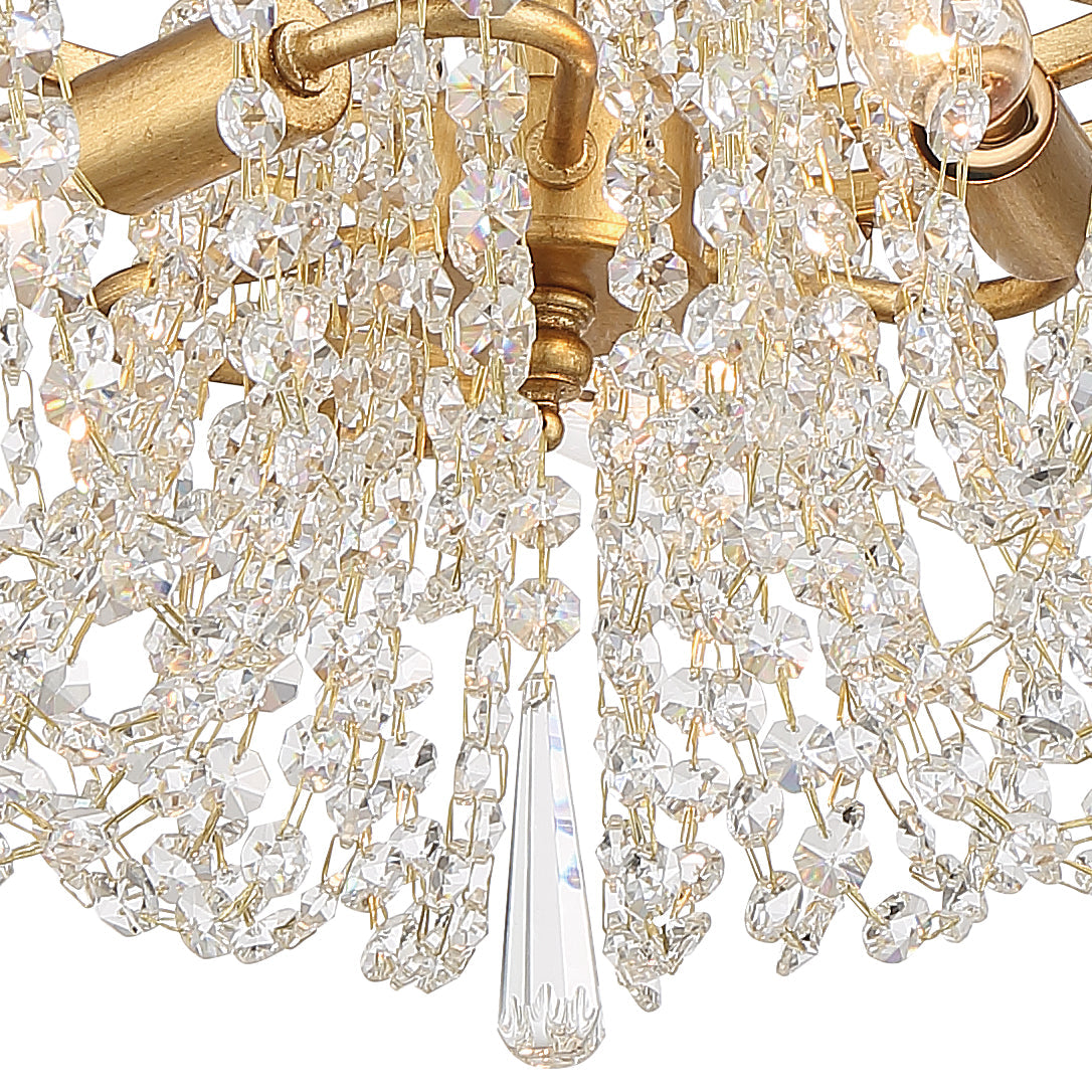 Arcadia 3 Light Antique Gold Semi Flush Mount ARC-1900-GA-CL-MWP