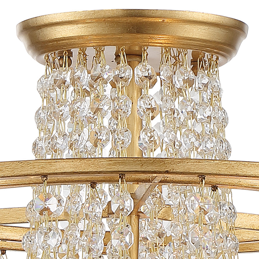 Arcadia 3 Light Antique Gold Semi Flush Mount ARC-1900-GA-CL-MWP