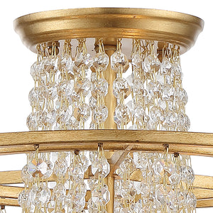 Arcadia 3 Light Antique Gold Semi Flush Mount ARC-1900-GA-CL-MWP