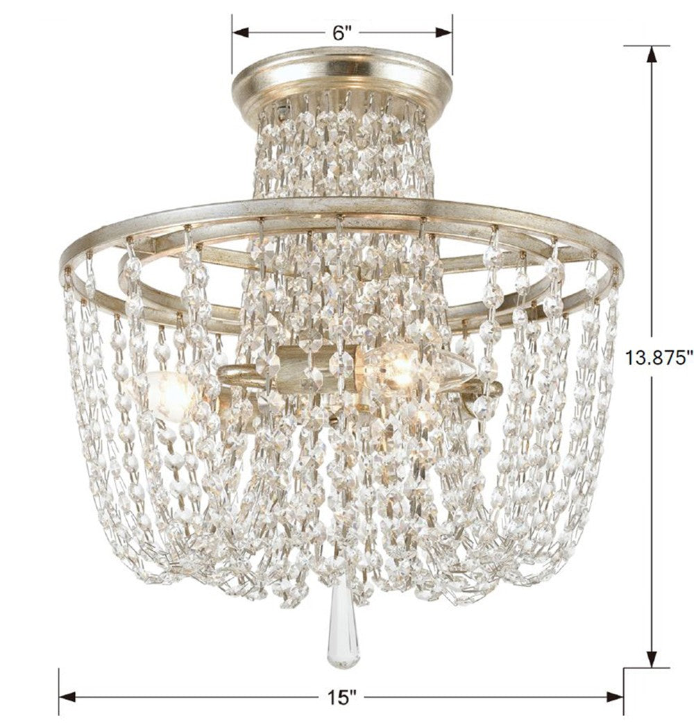 Arcadia 3 Light Antique Gold Semi Flush Mount ARC-1900-GA-CL-MWP