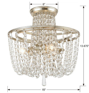 Arcadia 3 Light Antique Gold Semi Flush Mount ARC-1900-GA-CL-MWP