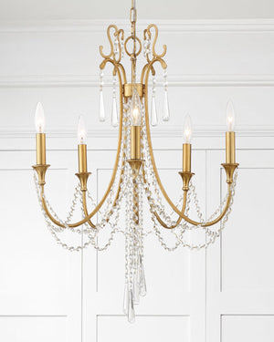 Arcadia 5 Light Antique Gold Chandelier ARC-1905-GA-CL-MWP
