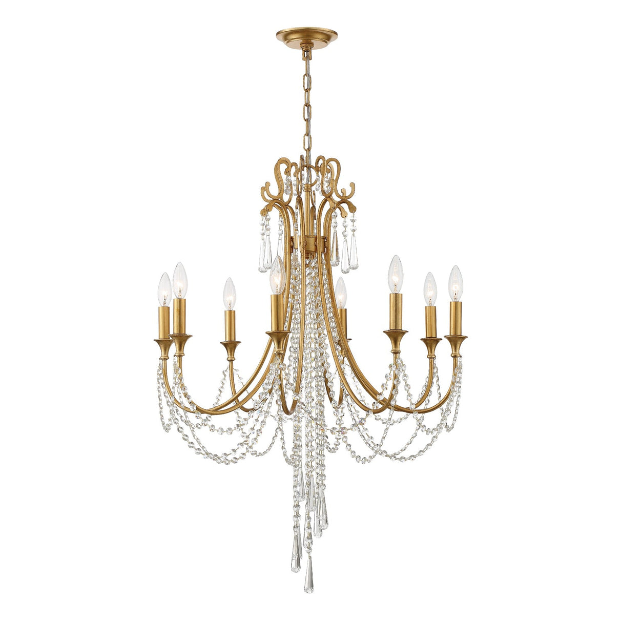 Arcadia 8 Light Antique Gold Chandelier ARC-1908-GA-CL-MWP