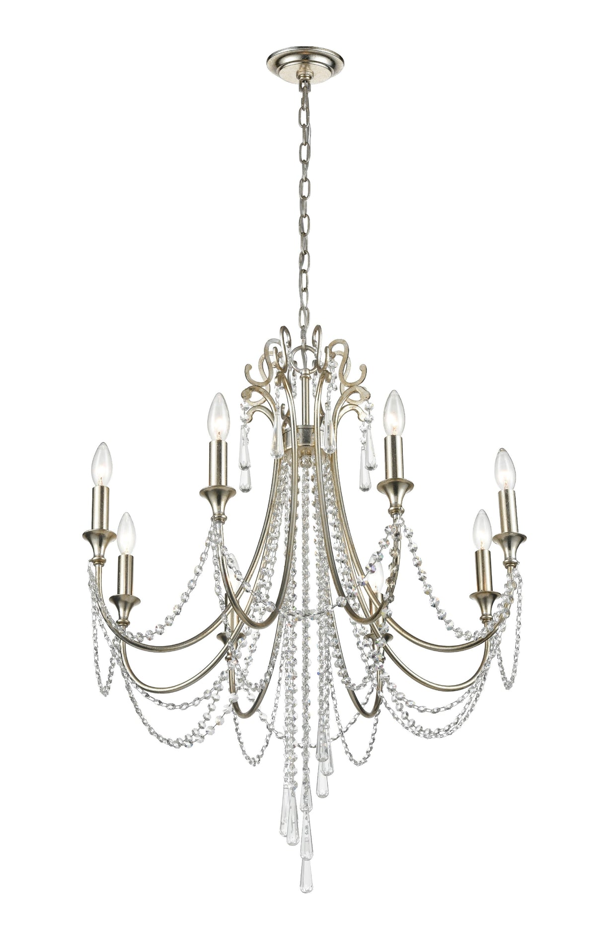 Arcadia 8 Light Antique Gold Chandelier ARC-1908-GA-CL-MWP