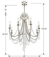 Arcadia 8 Light Antique Gold Chandelier ARC-1908-GA-CL-MWP