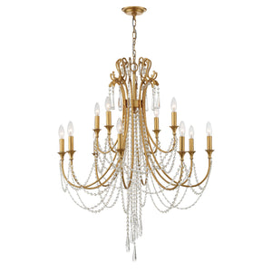 Arcadia 12 Light Antique Gold Chandelier ARC-1909-GA-CL-MWP