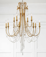 Arcadia 12 Light Antique Gold Chandelier ARC-1909-GA-CL-MWP