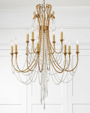 Arcadia 12 Light Antique Gold Chandelier ARC-1909-GA-CL-MWP