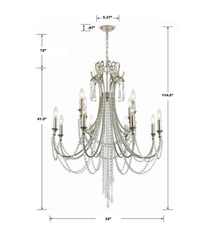 Arcadia 12 Light Antique Gold Chandelier ARC-1909-GA-CL-MWP