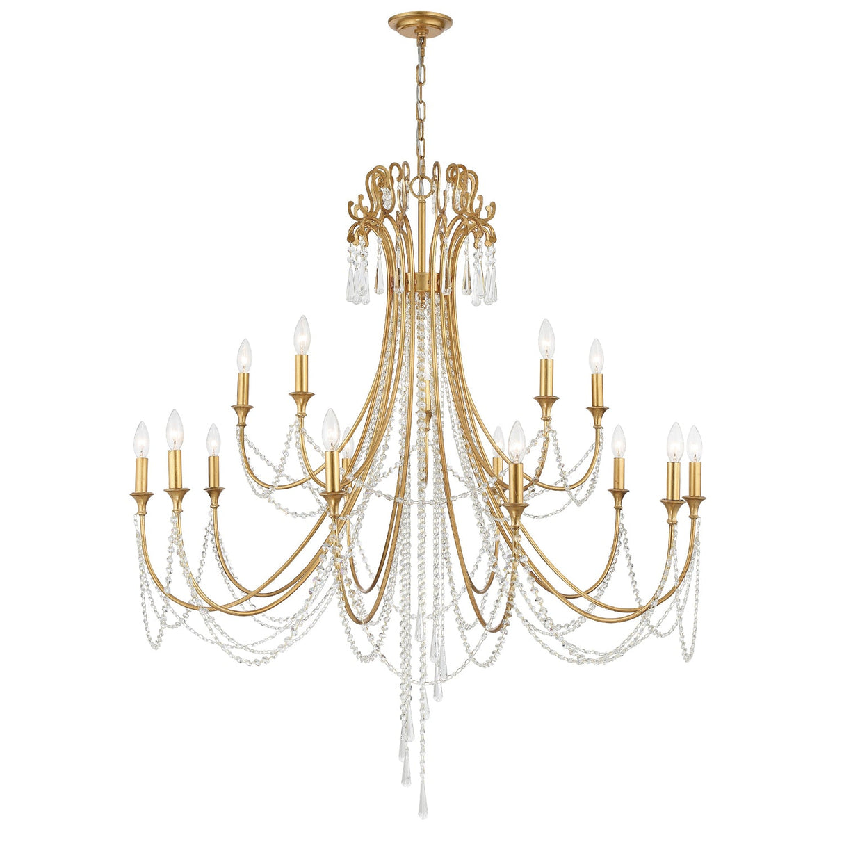 Arcadia 15 Light Antique Gold Chandelier ARC-1919-GA-CL-MWP