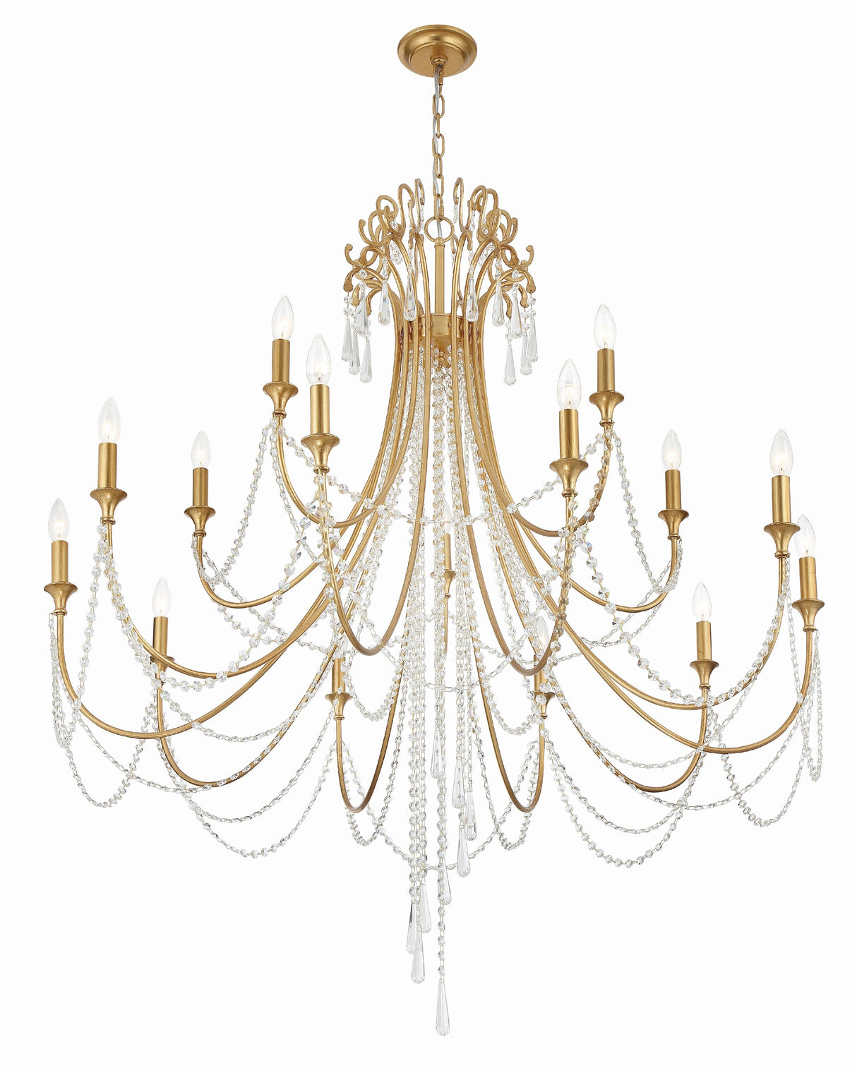 Arcadia 15 Light Antique Gold Chandelier ARC-1919-GA-CL-MWP