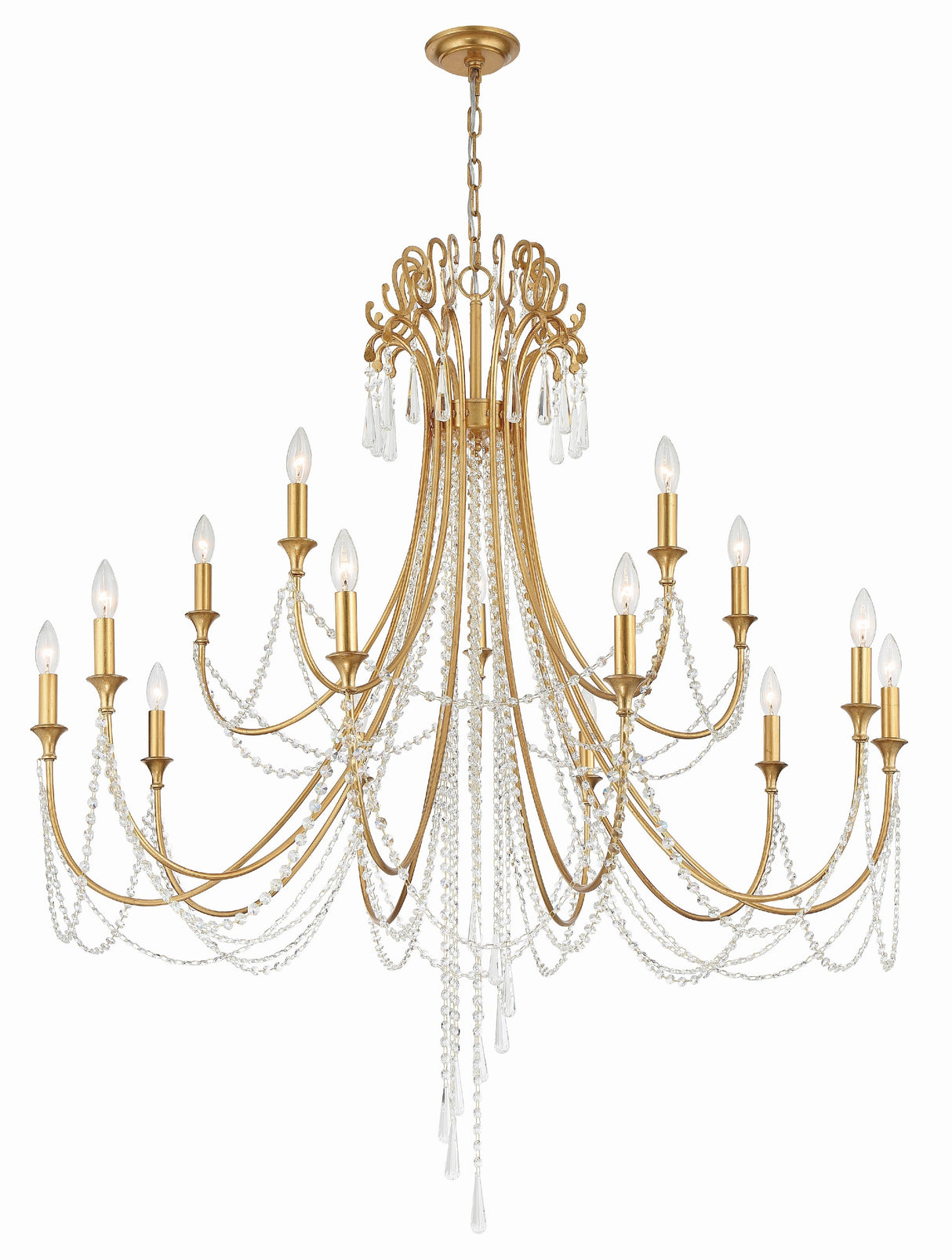 Arcadia 15 Light Antique Gold Chandelier ARC-1919-GA-CL-MWP