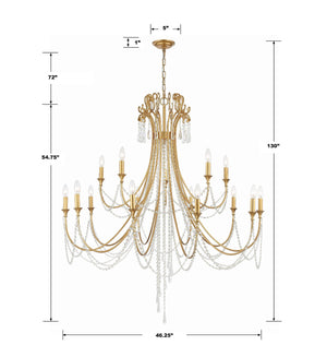 Arcadia 15 Light Antique Gold Chandelier ARC-1919-GA-CL-MWP