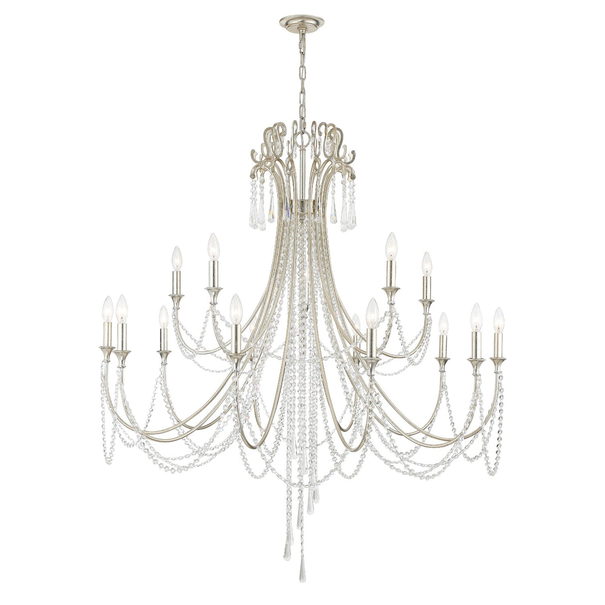 Arcadia 15 Light Antique Silver Chandelier ARC-1919-SA-CL-MWP