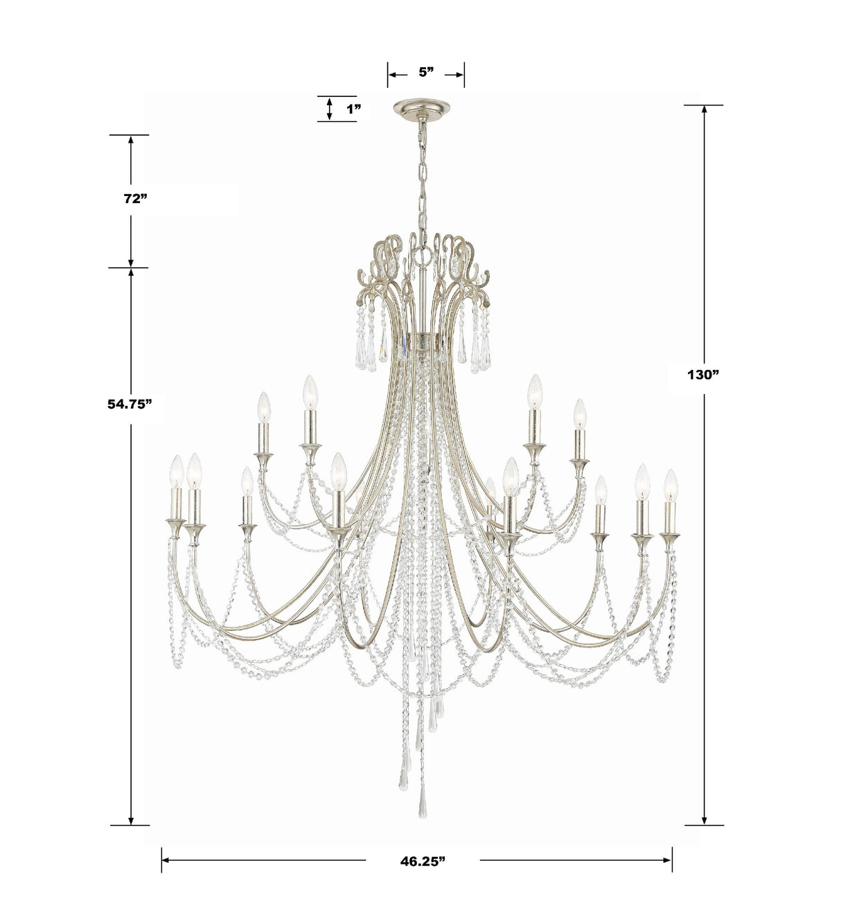 Arcadia 15 Light Antique Gold Chandelier ARC-1919-GA-CL-MWP