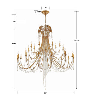 Arcadia 28 Light Antique Gold Chandelier ARC-1929-GA-CL-MWP