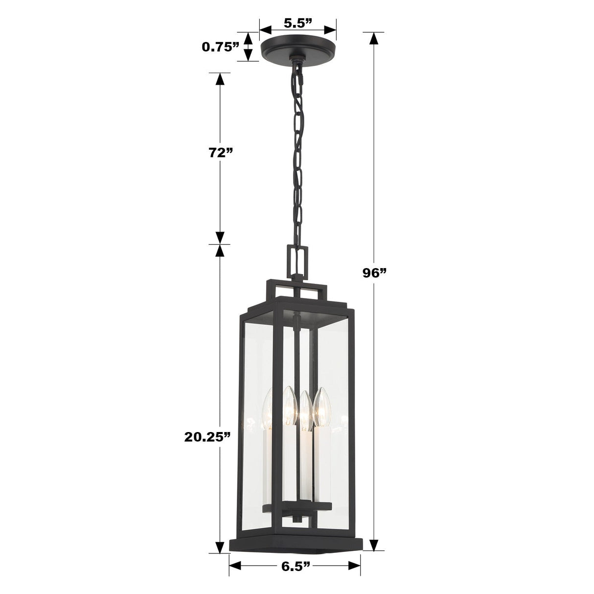 Aspen 4 Light Matte Black Outdoor Pendant ASP-8915-MK