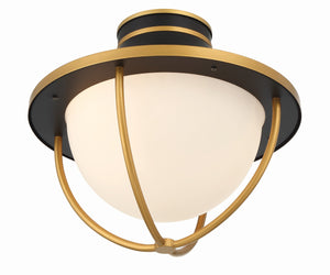 Atlas 2 Light Matte Black + Textured Gold Outdoor Semi Flush Mount ATL-700-MK-TG