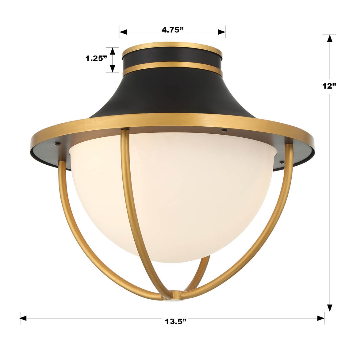 Atlas 2 Light Matte Black + Textured Gold Outdoor Semi Flush Mount ATL-700-MK-TG