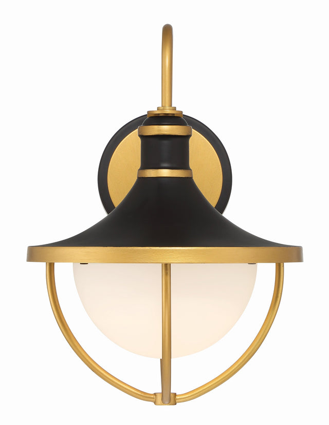 Atlas 1 Light Matte Black + Textured Gold Outdoor Sconce ATL-701-MK-TG