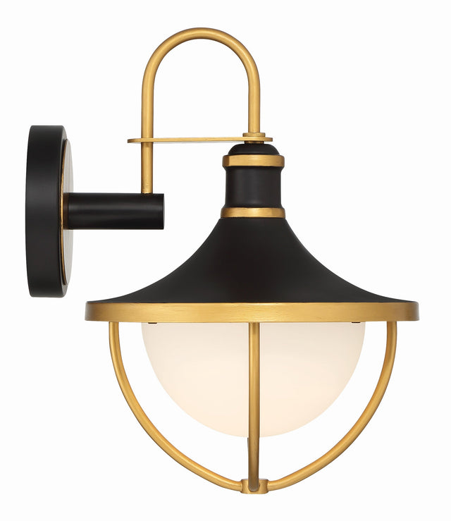 Atlas 1 Light Matte Black + Textured Gold Outdoor Sconce ATL-701-MK-TG