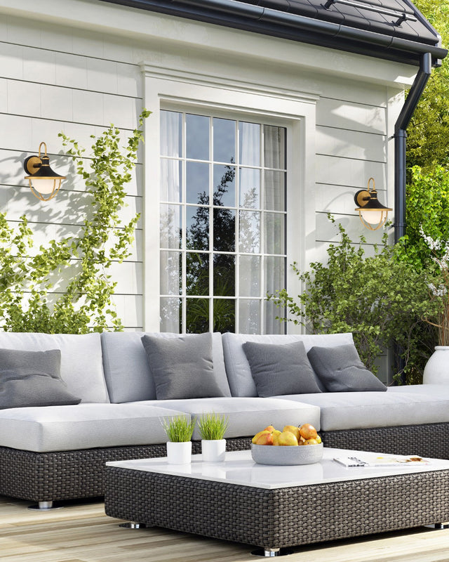 Atlas 1 Light Matte Black + Textured Gold Outdoor Sconce ATL-701-MK-TG
