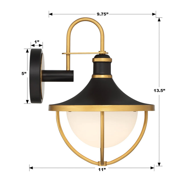 Atlas 1 Light Matte Black + Textured Gold Outdoor Sconce ATL-701-MK-TG