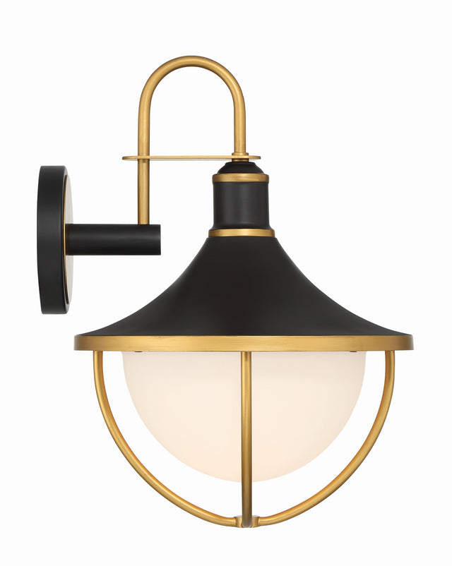 Atlas 1 Light Matte Black + Textured Gold Outdoor Sconce ATL-702-MK-TG