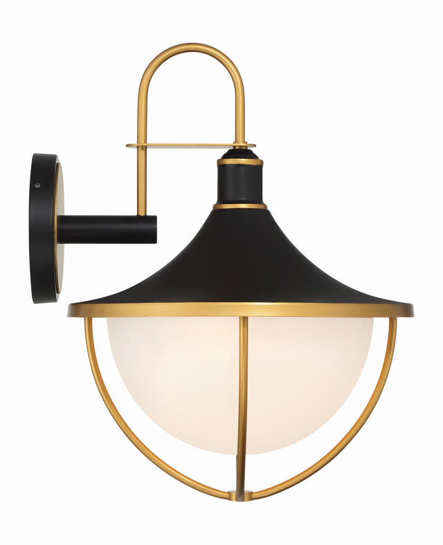 Atlas 3 Light Matte Black + Textured Gold Outdoor Sconce ATL-703-MK-TG